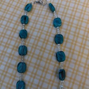 Aqua Blue Necklace w Charm